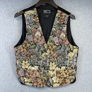 Vintage MCX Design Vest Womens Medium Multicolor Polyester Blend Floral Tapestry